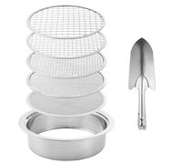 MagiDeal Soil Sifter Set with Sieve Meshes Mesh Sieve Set Soil Sifters Strains Garden Riddle Sieves for Yard Gardening Sifting Plants, Pelle Argentée à 5 Mailles