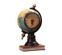 MagiDeal Statue de Globe moderne, horloge de Table, horloge de bureau à collectionner, ornement artisanal d'art pour étagère, bureau, cheminée, chambre à, Bleu