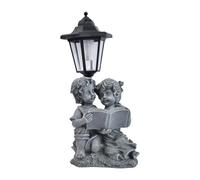 MagiDeal Statue de Jardin représentant Un garçon et Une Fille, Lampe de Jardin avec éclairage Solaire, Ornement Moderne, Accessoire de décoration, Figurine en