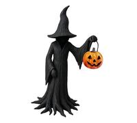 MagiDeal Statue de sorcière d'Halloween tenant une citrouille, décoration de table légère portant un chapeau incliné pour une décoration gothique