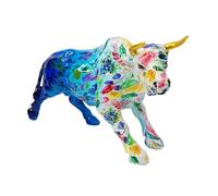 MagiDeal Statuette de taureau, figurine de collection, centre de table, sculpture d'art, ornement pour entrée, cadeau de pendaison de crémaillère, meuble, Blue Blanc