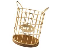 MagiDeal Support à dosettes de café, panier de rangement à base de bois, accessoire robuste pour cuisine, bar, bureau, conteneur à dosettes polyvalent doré, 15 Cm X 18.5 Cm