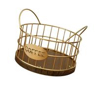 MagiDeal Support à dosettes de café, panier de rangement à base de bois, accessoire robuste pour cuisine, bar, bureau, conteneur à dosettes polyvalent doré, 17cmx12.5cm