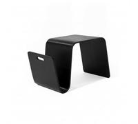 MagiDeal Table Basse Designers Table d'Appoint Basse Nordique Table Basse Courbée Table de Chevet Bois Massif avec Rangement Magazine pour Salon Chambre Balcon, Noir