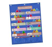 MagiDeal Tableau de Poche pour Centre d'apprentissage, Tableau de Poche à Suspendre pour matériel pédagogique avec Cartes pour activités du Centre, Bleu