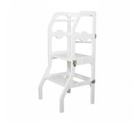 MagiDeal Tabouret d'apprentissage pour Enfant Tour Tabouret Marche Enfant Meuble Bois Pliable Convertible Gain de Place Surface Lisse pour Apprentissages Adapté à Cuisine Lavabo Jeux, Blanc