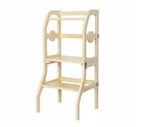 MagiDeal Tabouret d'apprentissage pour Enfant Tour Tabouret Marche Enfant Meuble Bois Pliable Convertible Gain de Place Surface Lisse pour Apprentissages Adapté à Cuisine Lavabo Jeux, Bois Naturel