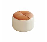 MagiDeal Tabouret en Cuir Nappa Microfibre Siège Bas Ottoman avec Structure Moderne Assise Confortable Éponge Résiliente Adapté pour Chambre Salon Bureau Entrée, Blanc-Orange