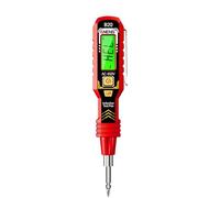 MagiDeal Testeur de tension, de tension, affichage numérique, multifonction, portable, lampe de poche intégrée, juge de fil sous tension/hors tension, Rouge