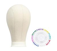 MagiDeal Tête de perruque à tête de bloc de toile Habitable de perruque stable inclus 40 broches Styling Head for Headswear Headress Salon Home, Tête de 55 Cm
