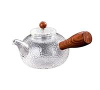 MagiDeal Théière en verre à feuilles mobiles, pour cérémonie du thé personnelle, pour maisons, avec bec filtrant, 300 ml, soufflage manuel, poignée en bois,