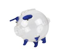 MagiDeal Tirelire Cochon Transparente décorative, Bocal à Monnaie en Forme de Cochon, idéale pour Offrir ou décorer Un Salon ou Un Anniversaire, Bleu et 10 Cm