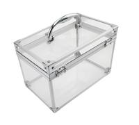 MagiDeal Trousse de maquillage en acrylique pour artistes, avec poignée, transparente, portable, en forme de couronne, idéale pour un comptoir de salon de, Argent