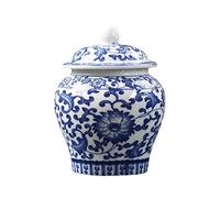 MagiDeal Vase de Pot décoratif en Porcelaine Bleue Blanche Chinoise avec Couvercle pièce d'accent de Maison décoration de Table décor de Cuisine