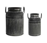MagiDeal Vase Shabby Chic, pichet Rustique français, Seau en métal, pichet de Ferme pour compositions Florales séchées sur terrasse, Noir