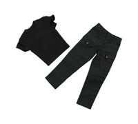 MagiDeal Vêtements pour figurines de soldats à l'échelle 1/6, vêtements miniatures pour hommes, t-shirt et pantalon, pour mini-poupées masculines de 30 cm, Noir