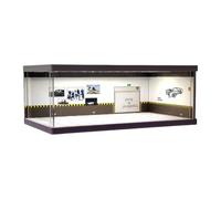 MagiDeal Vitrine à l'échelle 1:64 avec roues miniatures, fond lumineux et décor d'usine modifié pour jouet de scène de véhicule.