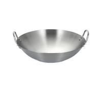 MagiDeal Wok en Acier Inoxydable, Accessoires argentés, poêle à Frire à Fond Plat pour friture, Cuisson à la Vapeur, Plaque de Cuisson à Induction électrique, Diamètre 24cm