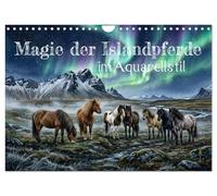 Magie der Islandpferde im Aquarellstil (Wandkalender 2027 DIN A4 quer), CALVENDO Monatskalender: Sanfte Aquarellfarben treffen auf die raue Schönheit ... Islandpferden in einzigartigen Landschaften