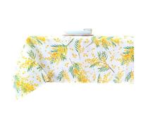 MAGIE DI CASA Festa della donna - Nappe printemps été - Idéale comme cadeau et décoration de table avec motifs mimosa - Fabriquée en Italie (MIMOSA, 8 personnes, 140 x 220 cm)