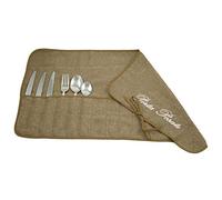Magie di Casa Porte-Couverts en Tissu 35 x 62 cm brodé - emballé à 1 - Fabriqué en Italie (Beige)