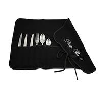 Magie di Casa Porte-Couverts en Tissu, 35 x 62 cm, brodé, pour 12 Couverts, emballé à 1 cm, fabriqué en Italie (Noir)