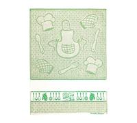 MAGIE DI CASA Torchon Bon Appetit 50 x 70 cm avec étamine à broder - 100 % coton - Fabriqué en Italie. (Vert)