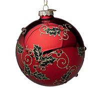 Magie di Natale Boules d'arbre de Noël en verre décorations pour sapin de Noël (4 boules de 10 cm, rouge Zaida)