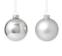 Magie di Natale Boules d'arbre de Noël en verre décorées (Ø 14 cm, Argent)