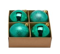 Magie di Natale Boules de sapin de Noël en PVC anti-rupture "Groovemix" de couleur verte, décoration de Noël élégante (4 boules de diamètre 10 cm)