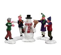 Magie di Natale Cercle Autour du Bonhomme de Neige Personnages pour Village de Noël en Polyrésine