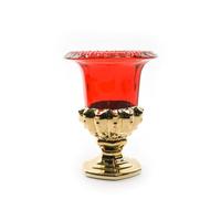 Magie di Natale Coupe en verre rouge avec base couleur or pour décorations de Noël (19 cm)