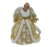 Magie di Natale Embout pour sapin de Noël ange avec robe en or et blanc, h 31 cm