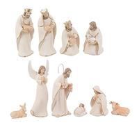Magie di Natale Figurines Grandes Nativités Celestial pour crèche de Noël en polyrésine Blanc 10 figures