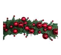 Magie di Natale Guirlande avec boules de Noël décoratives d'une longueur de 175 cm (rouge)