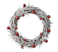 Magie di Natale Guirlande de Noël enneigée avec boules rouges, pour l'intérieur et l'extérieur pour derrière la porte (diamètre 60 cm)