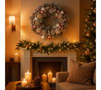 Magie di Natale Guirlande derrière porte avec pommes de pin et boules décoration de Noël, Ø 34 cm