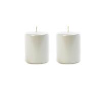 Magie di Natale Lot de 2 bougies décoratives "Pillar Lucid" avec boîte blanche (perle, Ø 4 x 5 cm)