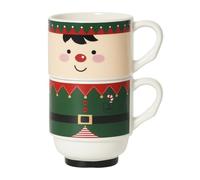 Magie di Natale Lot de 2 tasses en céramique pour décorations de Noël pour toi et café, Elfe