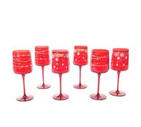 Magie di Natale Lot de 6 verres à pied en verre rouge avec arcs de 320 ml décoration moderne