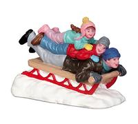 Magie di Natale Luge avec papa, Personnages pour Village de Noël en polyrésine