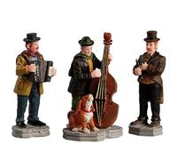 Magie di Natale Musiciens Trio de route, Personnages pour Village de Noël en polyrésine