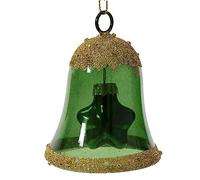 Magie di Natale Pendentif en forme de cloche avec étoile pour sapin de Noël H 7,5 cm, lot de 4 pièces (vert)