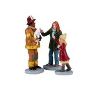 Magie di Natale Personnages pour village de Noël Pompier à la rescousse en résine