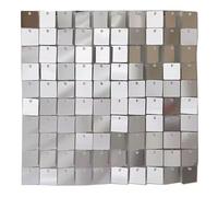 Magie di Natale Rideau décoratif à paillettes carré 30 x 30 cm pour décoration et décoration (argent, 1 pièce (30 cm x 30 cm)