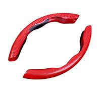MAGII 2 Pièces Voiture Housse de Volant pour Nissan Juke Nismo Kicks 350Z 370Z 400Z Sentra, Couverture de Volant de Voiture Segmentées en Fibre de Carbone Respirant Antidérapant Universelle,B Red