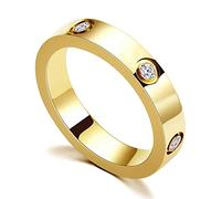 MAGIIE Bague Femme 18k Or,Bague Anneau Zircon,Bague Simple Femme pour Mariage Fiançailles Partenariat, Bague Femme Pas Cher (Or, 57)
