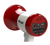 Magikl Mégaphone Porte Voix - Puissant et Léger - Sirène, Lecteur MP3 et Enregistreur - Batterie Rechargeable et Câble de Charge USB Inclus - Idéal Groupes, Soirées et Professionnels