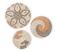 Magilot - Decoration Murale - Pack 3 Paniers Mural Faits Main en Rotin - Deco Murale Salon Chambre Cuisine Maison Jardin Balcon Mur Exterieur - Decoration Boheme Cocooning Zen Bois Osier