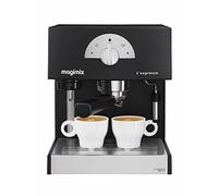Magimix Machine à café - Machine Expresso 1 ou 2 Tasses, Pompe 19 Bars, Café Moulu ou Dosettes, Buse Vapeur Cappuccino, Réservoir Amovible 1,8 L, Filtre Eau Brita Inclus, 30x25x24 cm - Noir
